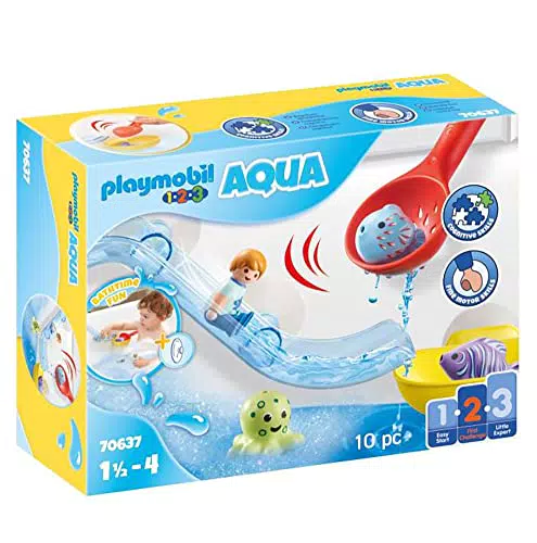 PLAYMOBIL 1.2.3 70637 Grand Toboggan Aquatique et Animaux Marins - avec Personnage