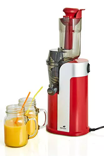 Senya SYBF-CJ018R extracteur de jus de fruits et legumes Healthy Juicer rouge 60 Tours/min avec goulotte extra large de 82 mm et moteur silencieux 250W