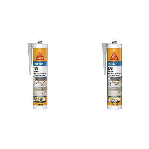 SikaSeal 108 Sanitaire Transparent, Mastic Cuisine & Salle de Bain Anti-Moisissures