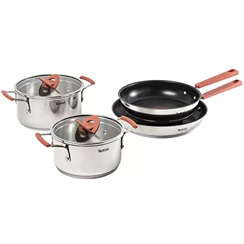 Tefal Batterie de cuisine 6 pièces, Faitouts 18/20 cm inox