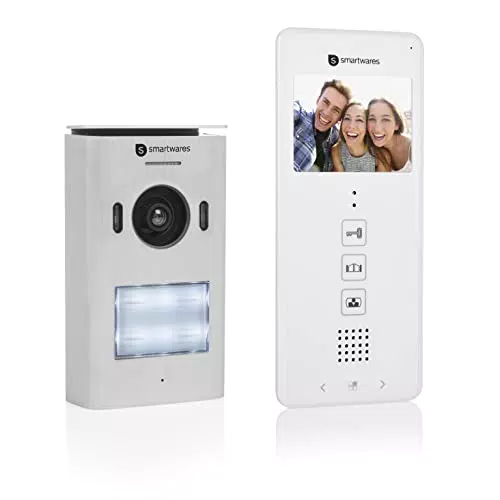 Visiophone 2 logements filaire écran LCD 3, 5” - Caméra panoramique - 12 mélodies - Smartwares DIC-22122
