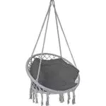 VOUNOT Fauteuil Suspendu à Franges avec Coussins de Siège Confortables et Kit de Suspension Durable Ø80cm Chaise Balançoires pour Intérieur et Extérieur Siège Suspendu Gris