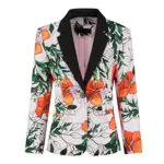 YUNCLOS Blazer Femme Veston Élégant et Chic Business Casual Veste de Costume Femme Imprimé Floral avec Bouton
