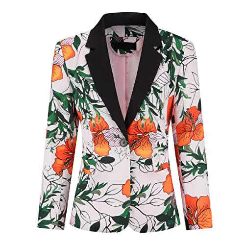YUNCLOS Blazer Femme Veston Élégant et Chic Business Casual Veste de Costume Femme Imprimé Floral avec Bouton