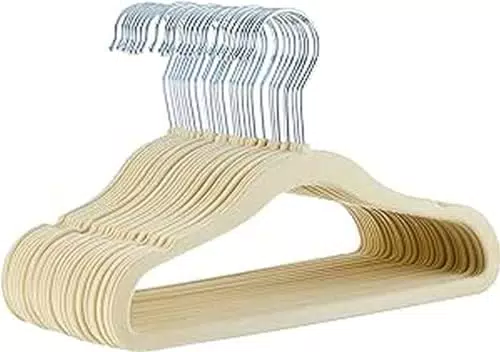 Amazon Basics Lot de 30 cintres en velours pour enfant Beige