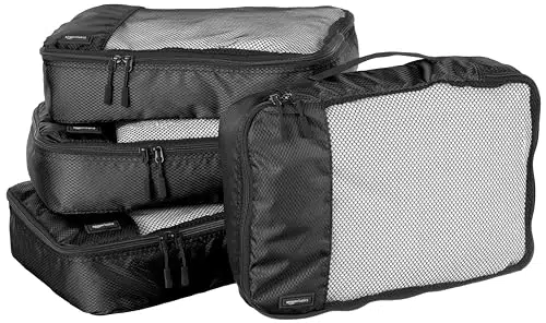 Amazon Basics Lot de 4 sacoches de rangement pour bagage Taille M