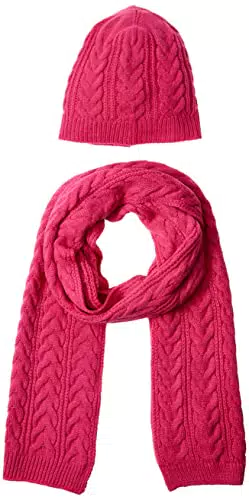 Amazon Essentials Ensemble Écharpe et Bonnet en Maille Torsadée Femme