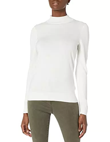 Amazon Essentials Pull léger à col montant Femme, Ivoire