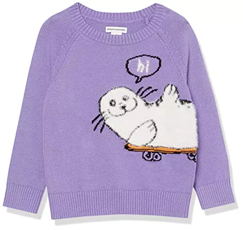Amazon Essentials Pull Ras-du-Cou Fille, Violet Sceller