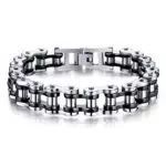 ATEIELLI Homme Bracelet en Acier Inoxydable Moto Chaîne Couleur Argent B301