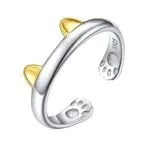 Bague Chat Argent Femme Bijoux Mignon pour Fille