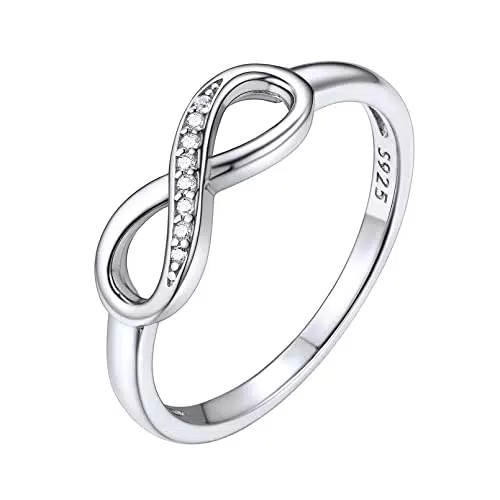 ChicSilver Anneau Alliance Infini avec Oxyde de Zirconium Femme Argent 925 Taille 51 Bague Fantaisie à Bijoux pour Petite Fille