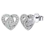 ChicSilver Boucle d'oreilles Coeur Femme Clou doreilles Celtique Argent 925 Bijoux Bling Bling Fille