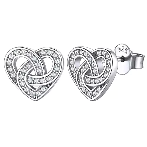 ChicSilver Boucle d'oreilles Coeur Femme Clou doreilles Celtique Argent 925 Bijoux Bling Bling Fille