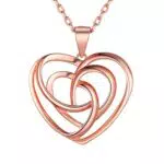 Collier Coeur Noeud Celtique Or Rose Femme Pendentif Triquetra Argent 925 Chaîne Argent Bijoux Cadeau Femme Enfant Fille Mère