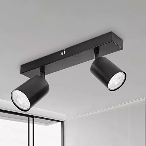 Dehobo Rampe Spots et Rails de Spots, Spots de Plafond Double GU10 Orientable Moderne