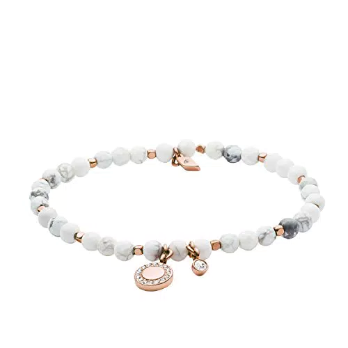 Fossil Bracelet Pour Femmes Bien-Être, Longueur Intérieure:165mm Bracelet Semi-Précieux Blanc