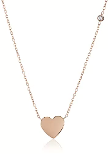 Fossil Collier Pour Femmes Vintage Iconic, 40.6 Cm + 5.1 Cm / L:10mm Collier En Acier Inoxydable Doré Rose