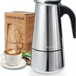 Godmorn Cafetière Italienne, Cafetière Moka en INOX Cafetière à Pression Macchinette 300ml Grande Contenance Compatible avec Plaque à Induction avec Poignée Ergonomique