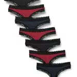 Iris & Lilly String en Coton et Dentelle Femme, Lot de 7