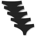 Iris & Lilly String sans Couture Femme, Lot de 5, Noir
