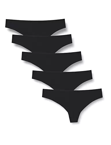 Iris & Lilly String sans Couture Femme, Lot de 5, Noir