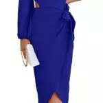 Kate Kasin Robe Femme Chic et Sexy avec Conception de Découpe à la Taille Droite pour Mariage Cocktail XL Bleu Royal