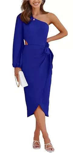 Kate Kasin Robe Femme Chic et Sexy avec Conception de Découpe à la Taille Droite pour Mariage Cocktail XL Bleu Royal