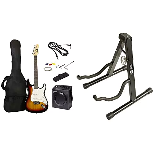 Kit de guitare électrique de Rockjam Taille complète avec ampli de guitare de 10 watts & Universal Stand de guitare A-cadre A-cadre pour guitare acoustique