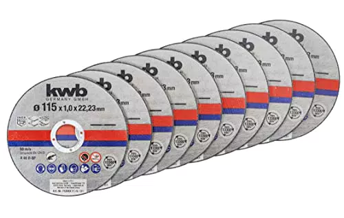 kwb Disques à tronçonner minces pour meuleuses angulaires 115 mm Disque de tronçonnage p. Acier inoxydable INOX en boîte de rangement avec bouchons d'oreille ABM. 115 x 1
