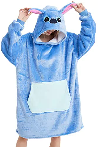 LATH.PIN Unisexe Sweat à Capuche Panda Pull Large Robe de Chambre Animal Microfibre Couverture Flanelle Panda Mignon Douce Epaisse Chaud avec Grandes Poches