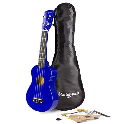 Martin Smith Soprano Ukulélé avec Bag & Book Ukulele Book - Bleu