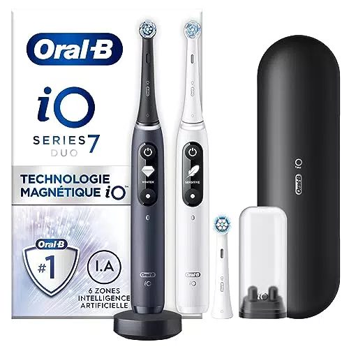 Oral-B iO 7 Lot De 2 Brosses À Dents Électriques, Noire Et Blanche