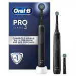 Oral-B Pro 3 3900 Brosse à Dents Électrique, Duo Pack Brosses à Dents Plus 1 Brossette de Rechange