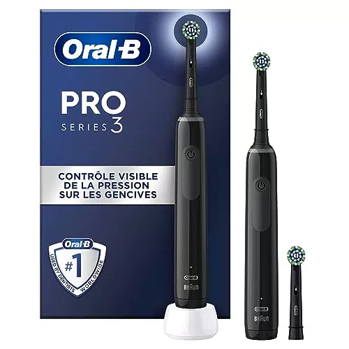 Oral-B Pro 3 3900 Brosse à Dents Électrique, Duo Pack Brosses à Dents Plus 1 Brossette de Rechange