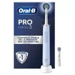 Oral-B Pro 3000 Brosse À Dents Électrique Rechargeable Avec 1 Manche Capteur De Pression Et 2 Brossette Crossaction