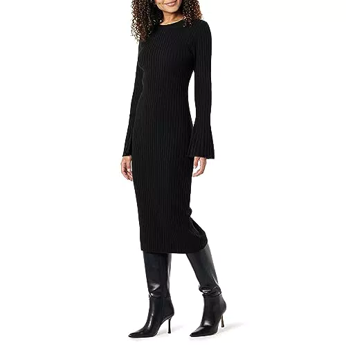 The Drop Robe Pull pour Femme, Côtelée, à Manches Cloche