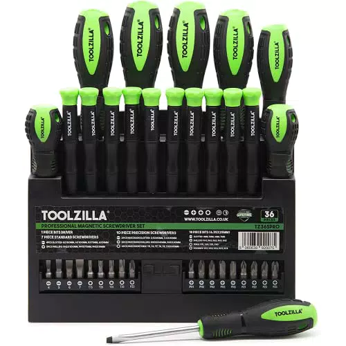 TOOLZILLA Lot de 36 tournevis magnétiques professionnels avec support…
