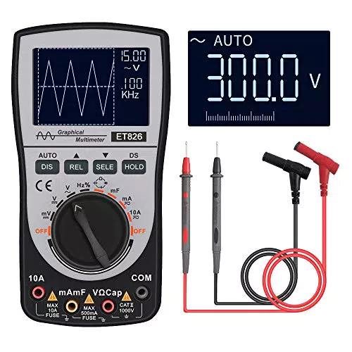 VISLONE Multimètre oscilloscope numérique intelligent 2-en-1 Courant continu/alternatif Tension Résistance Fréquence Testeur de diodes 4000 Compte 200KHz Bande passante analogique 200Ksps Taux