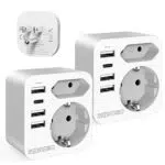 Adaptador Enchufe USA, Redagod 2X Adaptador Americano de Viaje 3 Puertos USB y 1 Tipo C