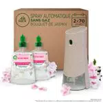 Air Wick Désodorisant Maison Spray Automatique Sans Gaz Active Fresh - 1 Diffuseur + 2 Recharges Parfum Bouquet de Jasmin