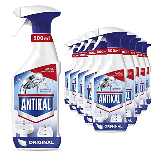 Antikal Original Spray Anti-Calcaire, 10 x 500ml, Élimine Jusqu’à 100% Du Calcaire Avec La Technologie Anti-Gouttes