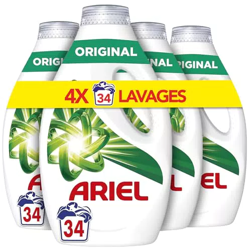Ariel Lessive Liquide, 4 x 34 Lavages, Original, Impeccable Même En Cycle Court Et À Froid