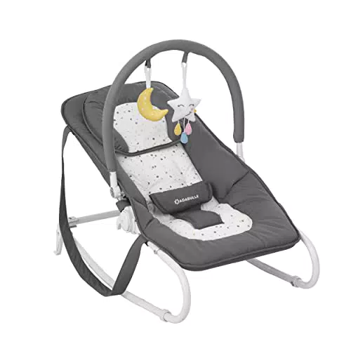 Badabulle Transat pour Bébé Easy Moonlight, Position Fixe ou Balancelle