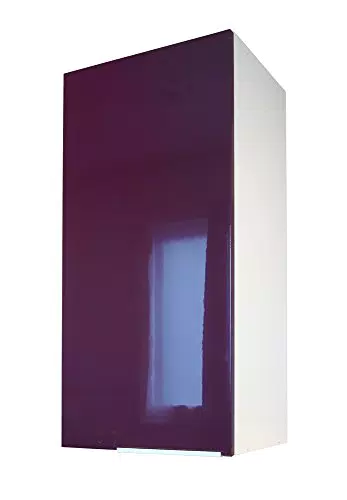 Berlioz Creations CP3HA Meuble Haut de Cuisine avec 1 Porte Aubergine Haute Brillance 30 x 34 x 70 cm
