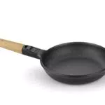 BRA MARKET - Poêle 18 cm, fonte d’aluminium, poignée amovible en bois naturel