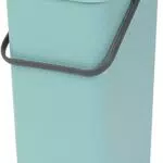 Brabantia Sort & Go Poubelle 16L - Recyclage Cuisine - avec Couvercle et Poignée - Gratuite Sacs Poubelle PerfectFit Inclus - Menthe