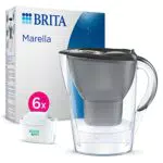 BRITA Carafe filtrante Marella graphite inclus 6 cartouches filtrantes MAXTRA PRO All-in-1 - réduit le tartre