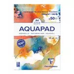 Clairefontaine 975721C Bloc Encollé Goldline Aquapad - 50 Feuilles Papier Aquarelle Blanc Grain Moyen Fin A4 21x29