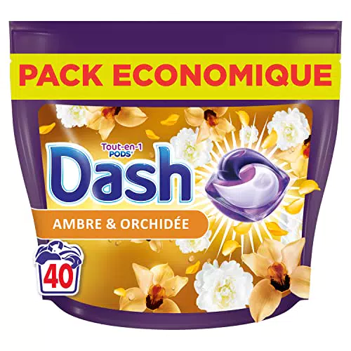 Dash Tout-en-1 PODS Lessive En Capsules 40 Lavages, Ambre et Orchidée